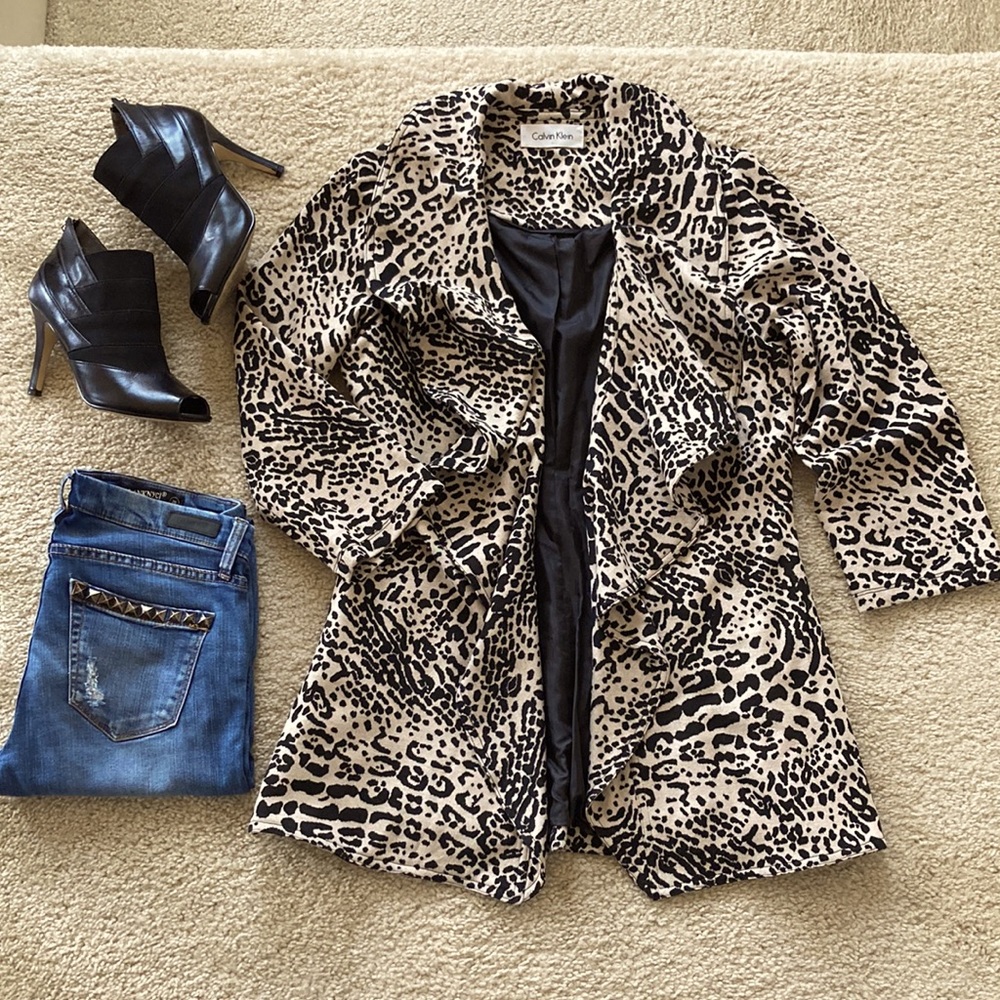 Calvin Klein Animal Print Open Jacket - Picture 1 of 7